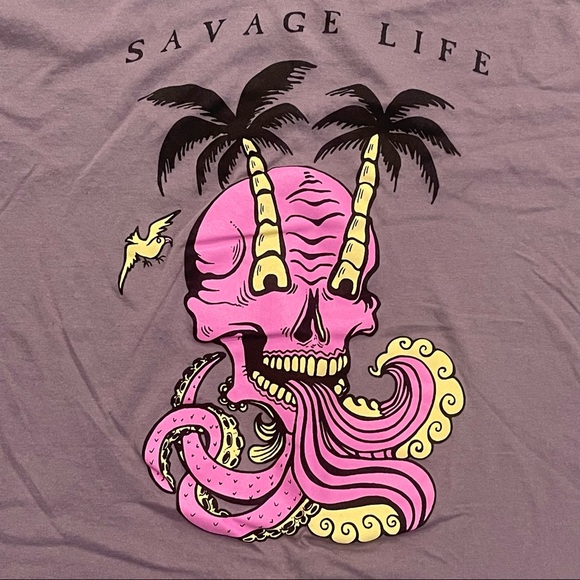 Dikotomy DK Savage Life Purple Graphic T-Shirt Size L - Picture 2 of 8